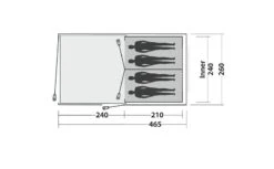Easy Camp Galaxy 400 Rustic Green Tunneltent - 4 Personen -Bo-Camp || Intex || Outwell Verkoopwinkel 120391 galaxy 400 rustic green drawing floorplan3
