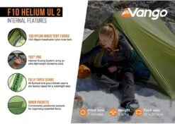 Vango F10 Helium UL 2 Ultralichte Trekking Tunneltent - 1/2 Persoons - Groen -Bo-Camp || Intex || Outwell Verkoopwinkel 1900 1783 f10 helium ul 2 5