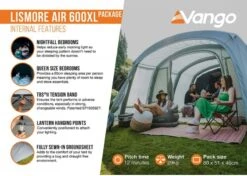 Vango Lismore Air 600XL Opblaasbare Tunneltent - 5 Persoons - Groen -Bo-Camp || Intex || Outwell Verkoopwinkel 1900 1783 lismore air 600xl package 4