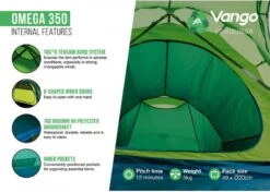 Vango Omega 350 Tunneltent - 3 Persoons - Groen -Bo-Camp || Intex || Outwell Verkoopwinkel 1900 1783 omega 350 6