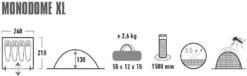 High Peak Monodome XL Koepeltent - 4 Persoons - Pearl -Bo-Camp || Intex || Outwell Verkoopwinkel 370 1200 4001690103121.pt01