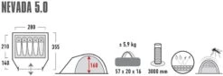 High Peak Nevada 5.0 Koepeltent Met Luifel - 5 Persoons 15 High Peak Nevada 5.0 Koepeltent Met Luifel - 5 Persoons -Bo-Camp || Intex || Outwell Verkoopwinkel 900 2483 4001690102094.pt01